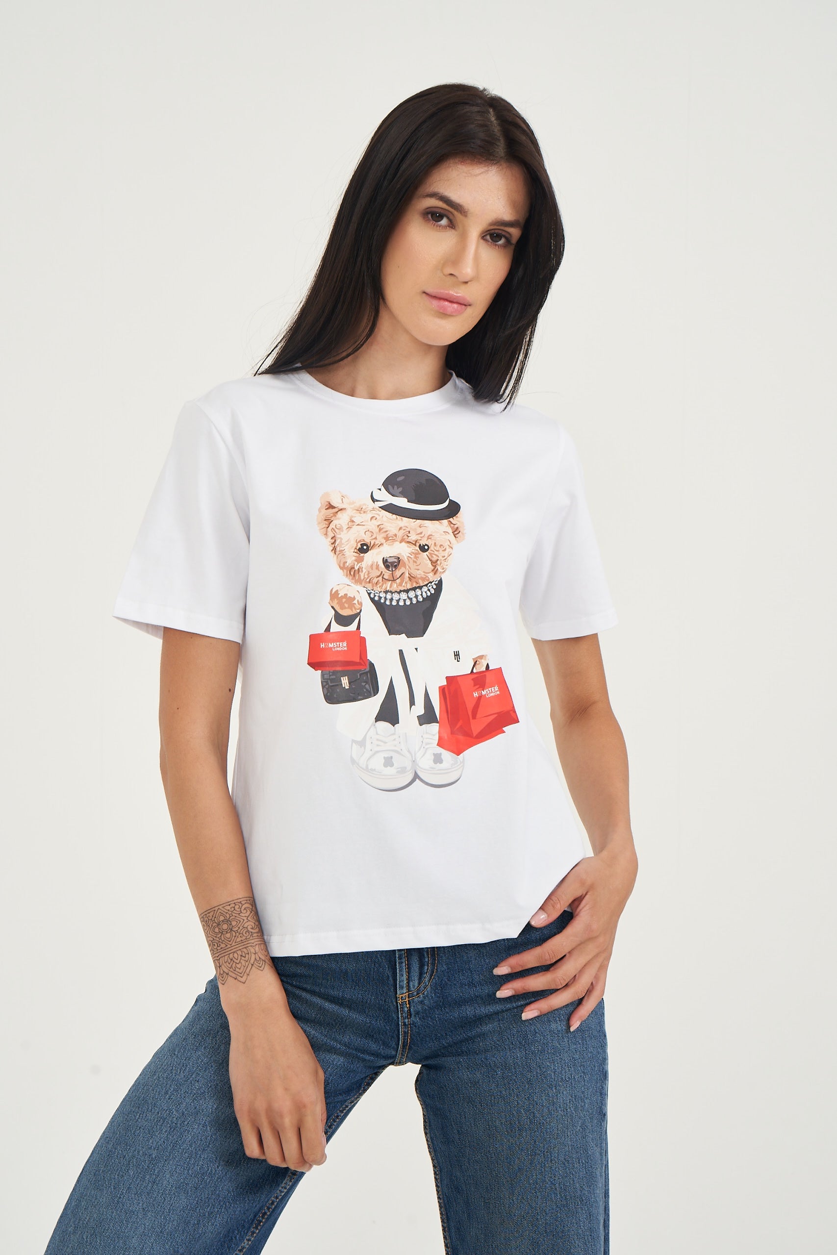 Hamster London Ted H Shopaholic T-Shirt White