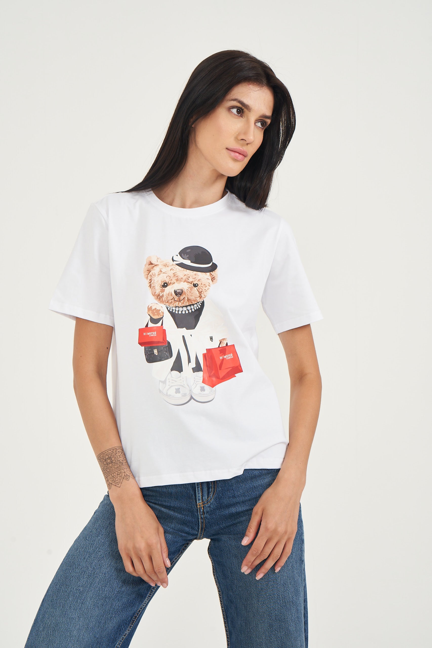 Hamster London Ted H Shopaholic T-Shirt White