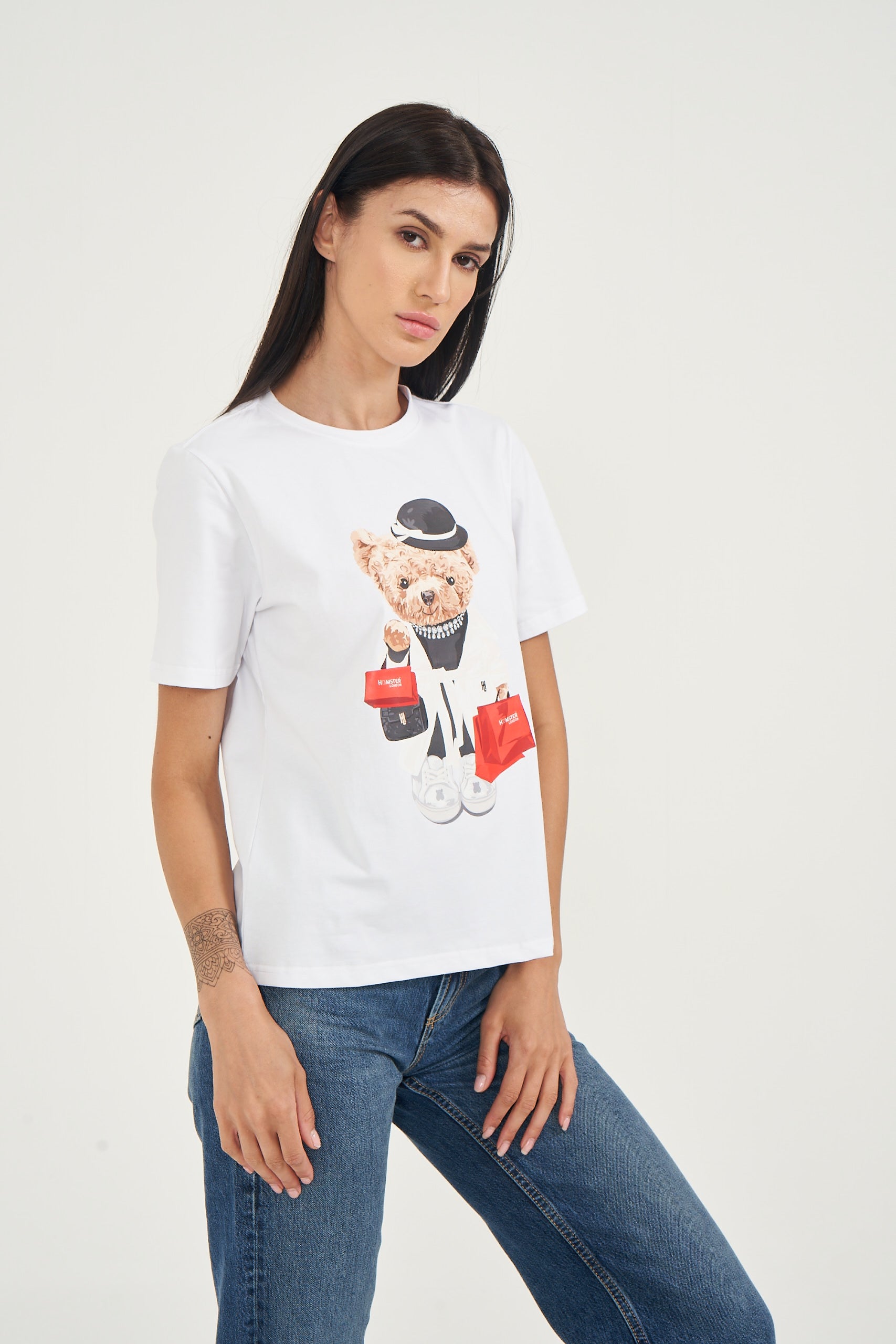 Hamster London Ted H Shopaholic T-Shirt White