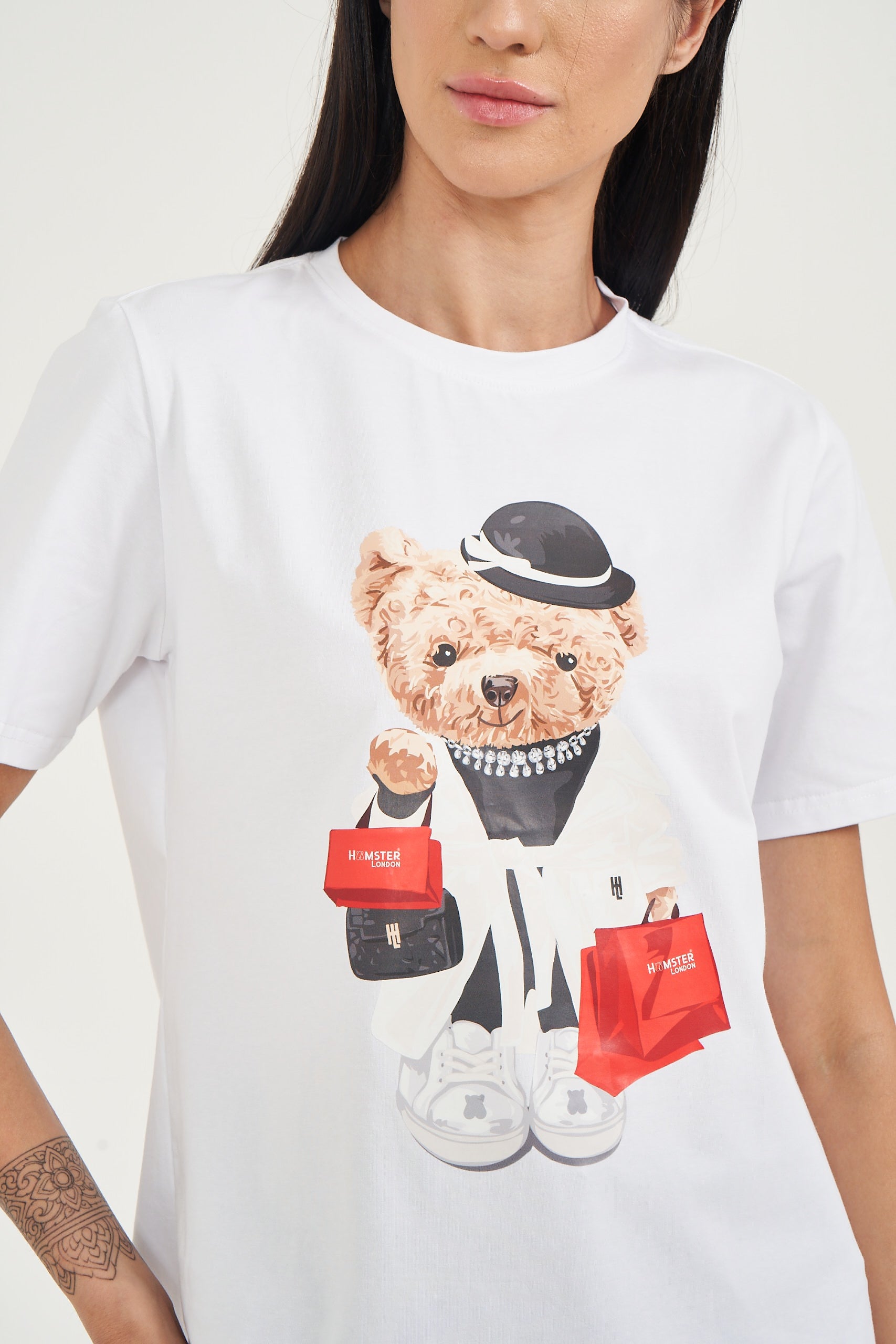 Hamster London Ted H Shopaholic T-Shirt White