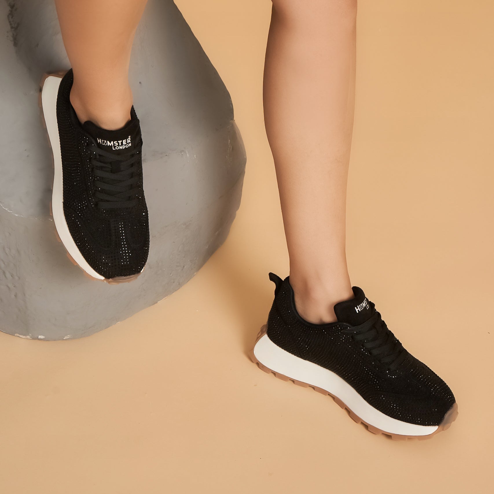 Hamster London Love Stone Black Sneakers