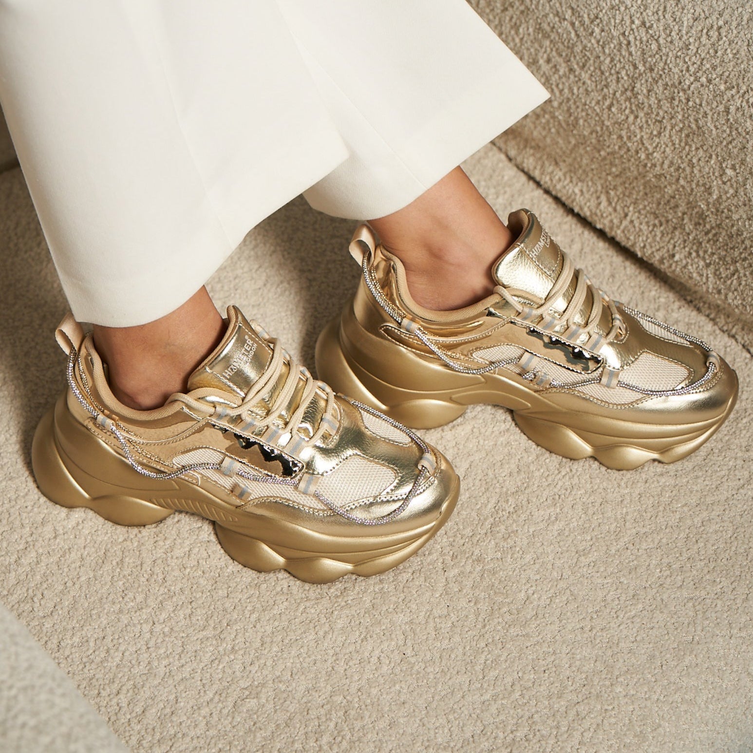 Hamster London Mousehole Gold Party Sneakers