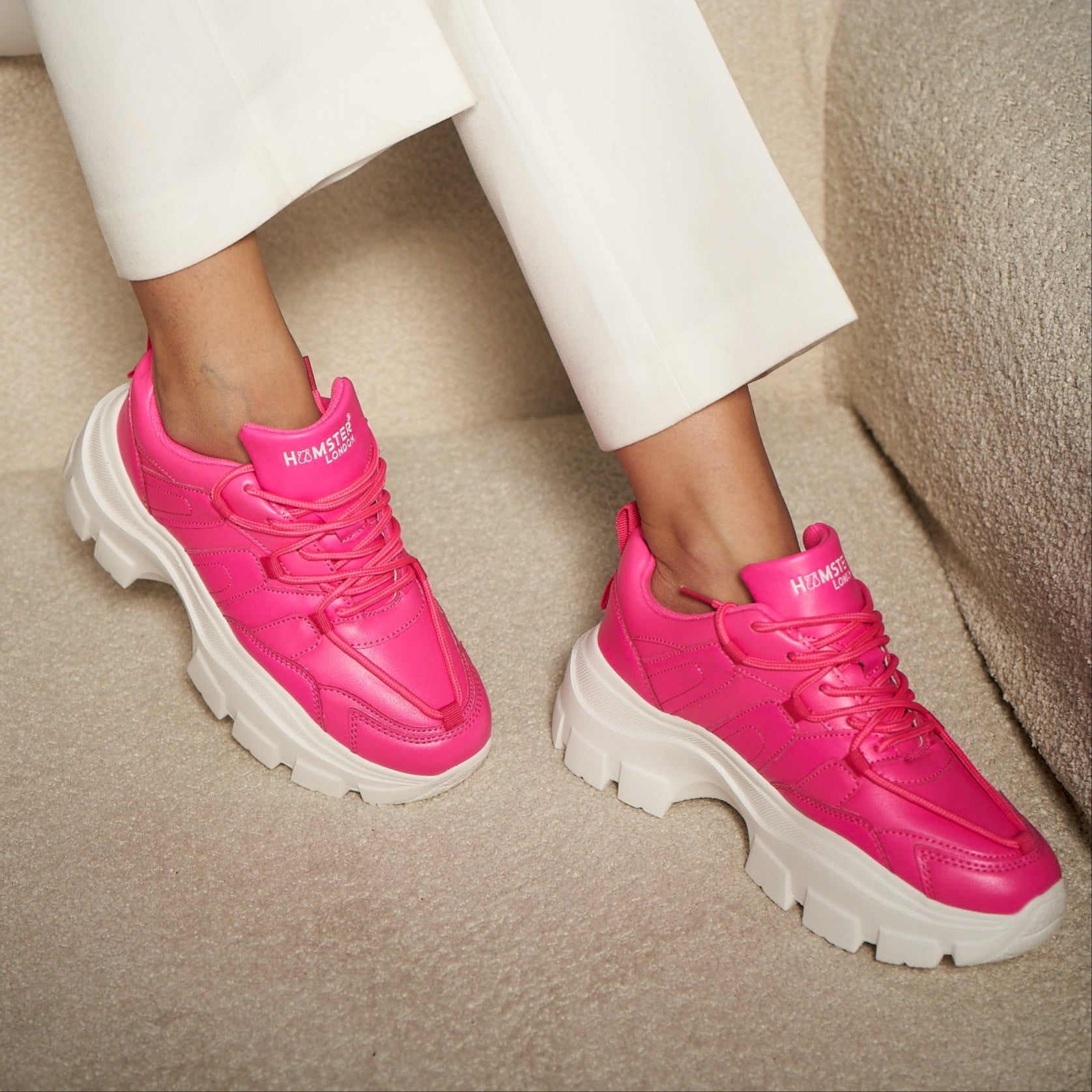 Hamster London Mousehole Hot Pink Party Sneakers