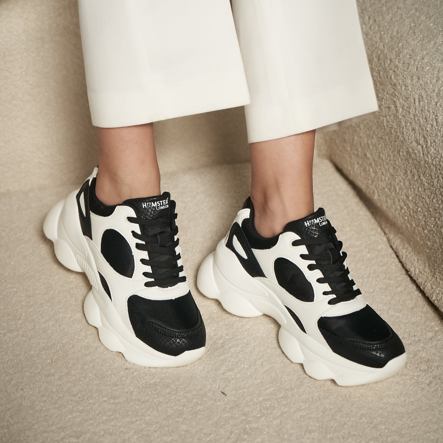 Hamster London Bubble White Black Sneakers