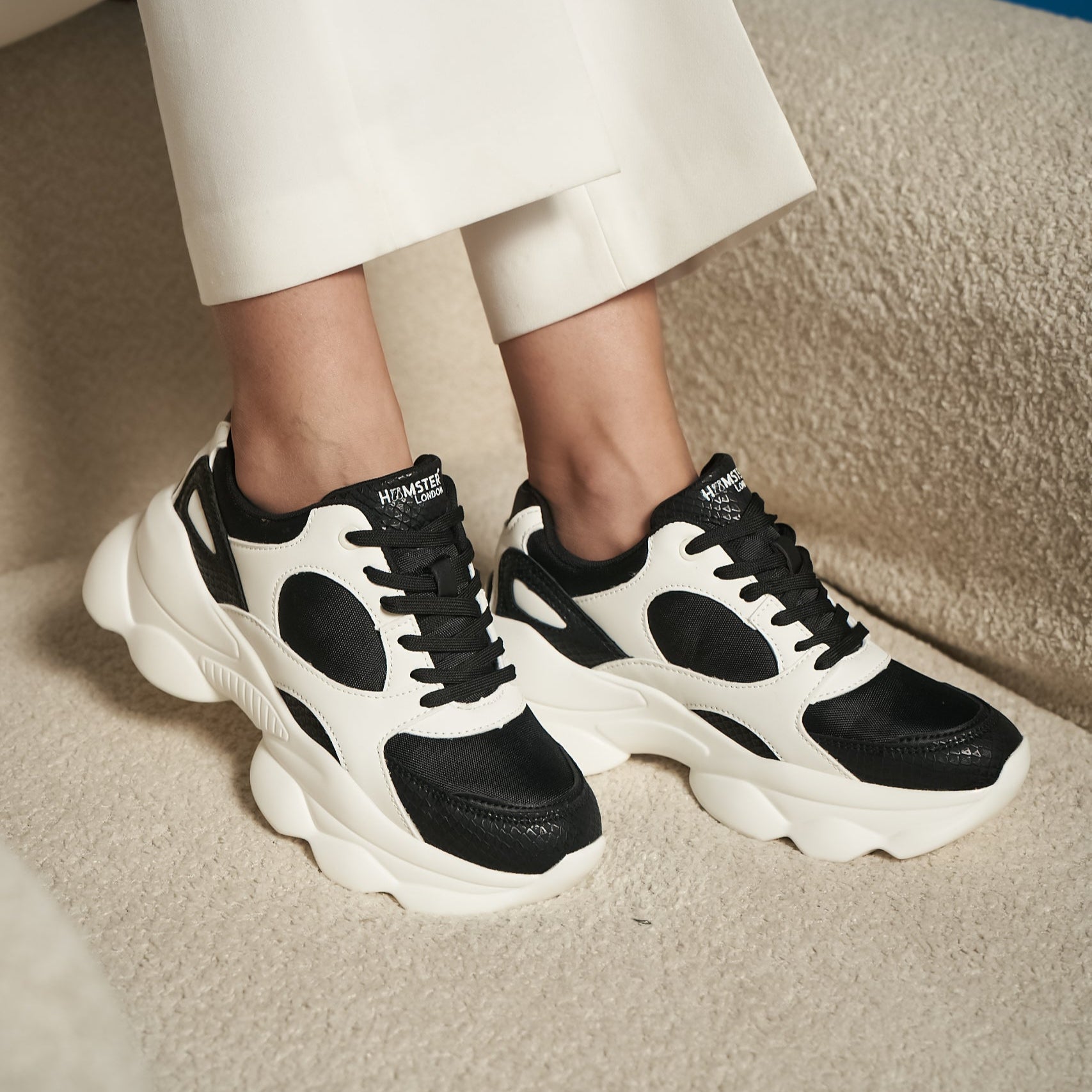 Hamster London Bubble White Black Sneakers