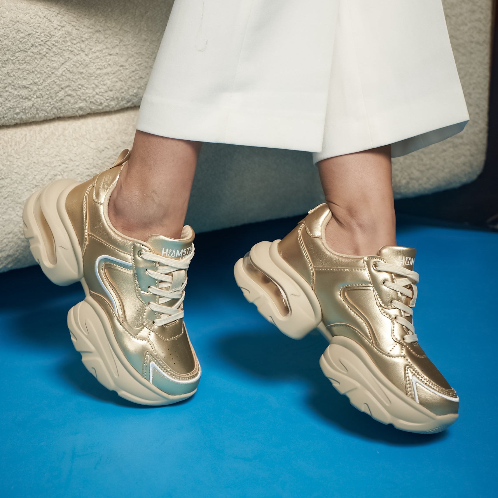 Hamster London Matte Gold Party Sneakers