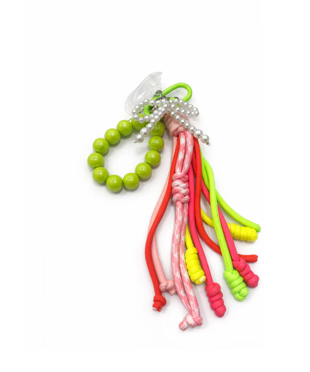 Hamster London Luxe Neon Tassel Beads Bag Key Charm