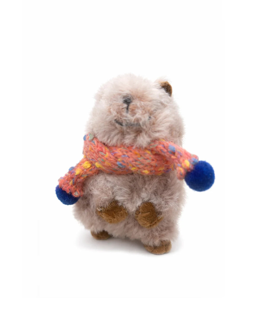 Hamster London Luxe Soft Fluffy Cream Bear Bag Charm