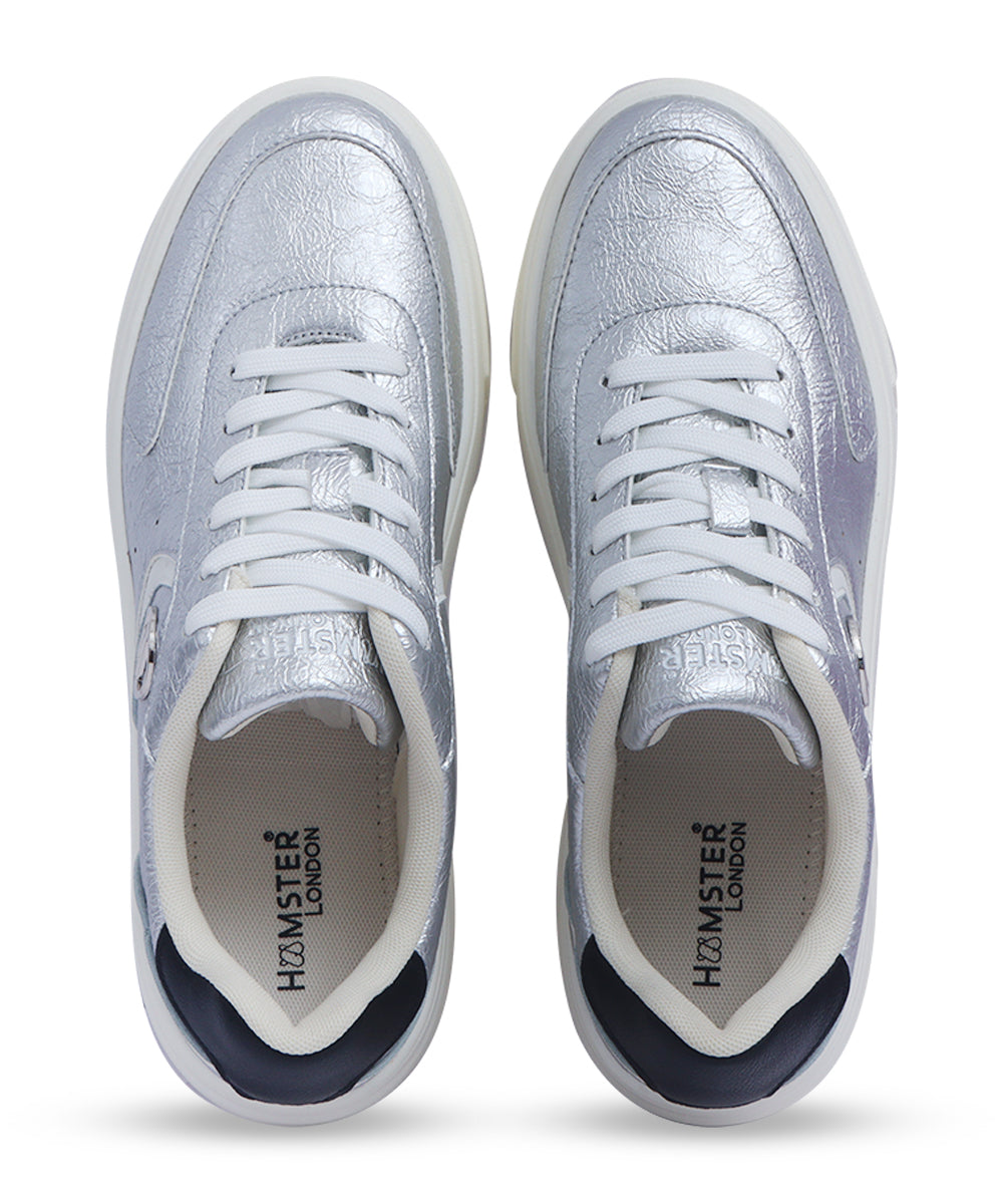 Hamster London Metallic Motion Silver Sneakers
