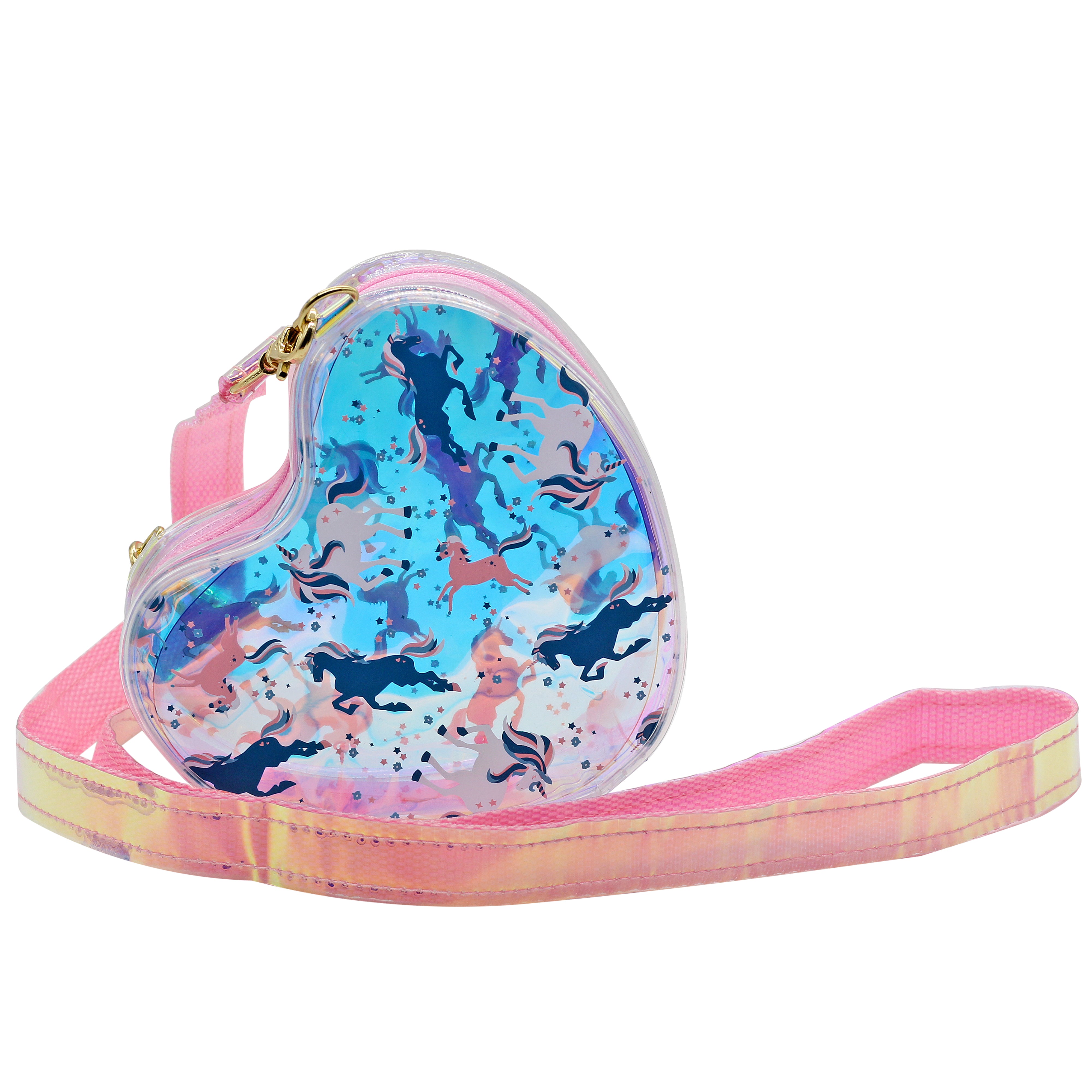 Hamster London Shiny Classic Heart Sling Bag Unicorn