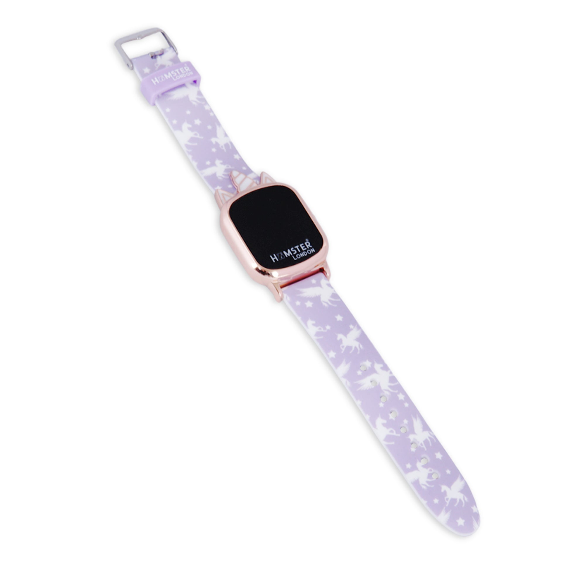 Hamster London Unicorn Metal Horn Purple Digital Watch