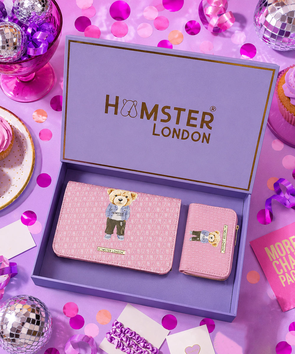 Hamster London limited edition Party Sling With Wallet Gift Pink Box