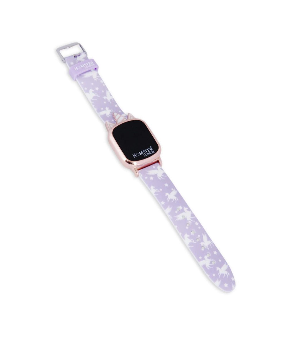 Hamster London Unicorn Metal Horn Purple Digital Watch