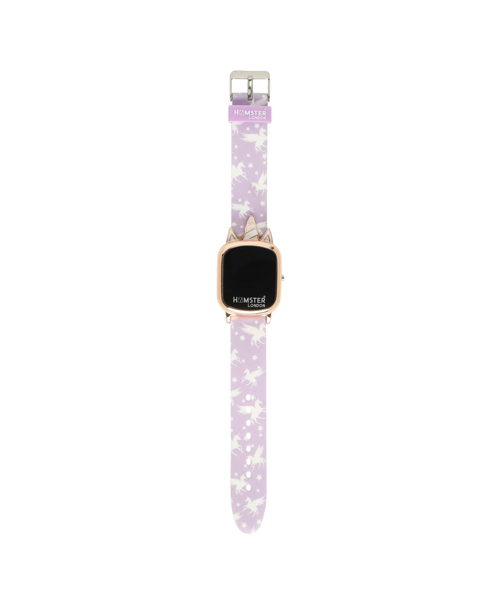 Hamster London Unicorn Metal Horn Purple Digital Watch