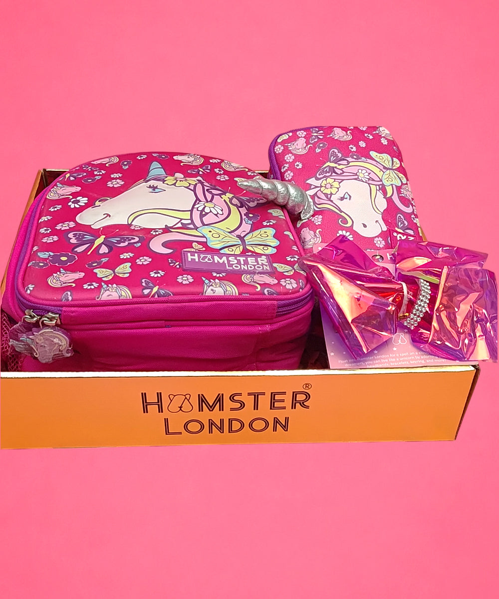 Hamster London Unicorn Backpack Gift Set with Mini Backpack, Sipper & Hair Clip