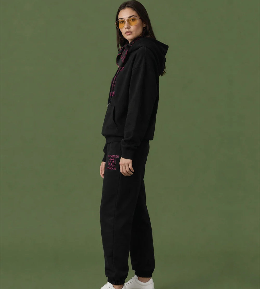 Hamster London Teddy Neon Hoodie & Lowers Set Black