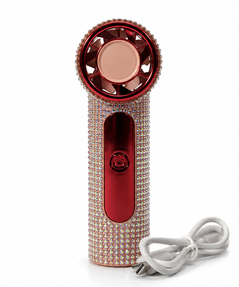 Hamster London Crystal Glam Cold Compress Handheld Fan – Red