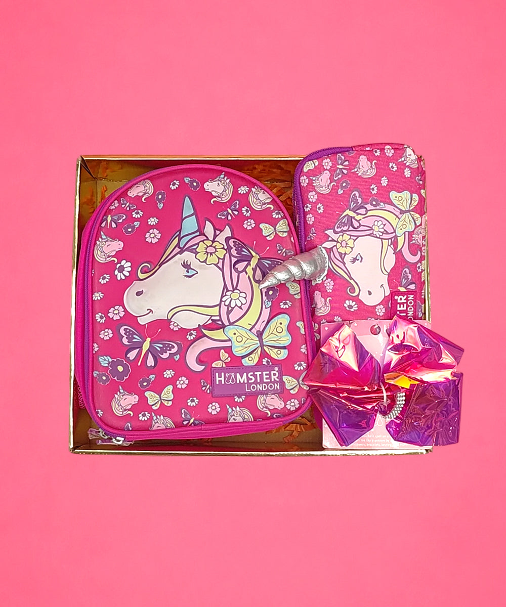 Hamster London Unicorn Backpack Gift Set with Mini Backpack, Sipper & Hair Clip