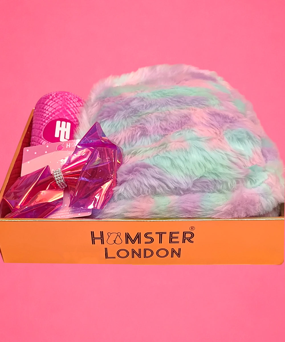 Hamster London Furry Backpack Gift Set with Sipper & Hair Clip
