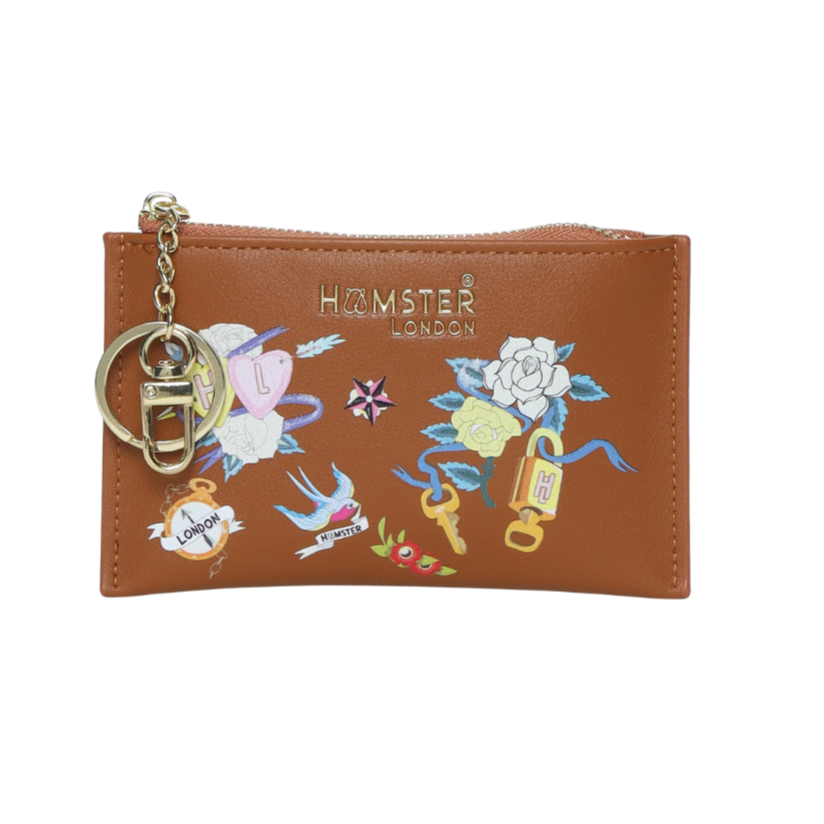 Hamster London Millionaire Victoria Card Case With Zip Camel