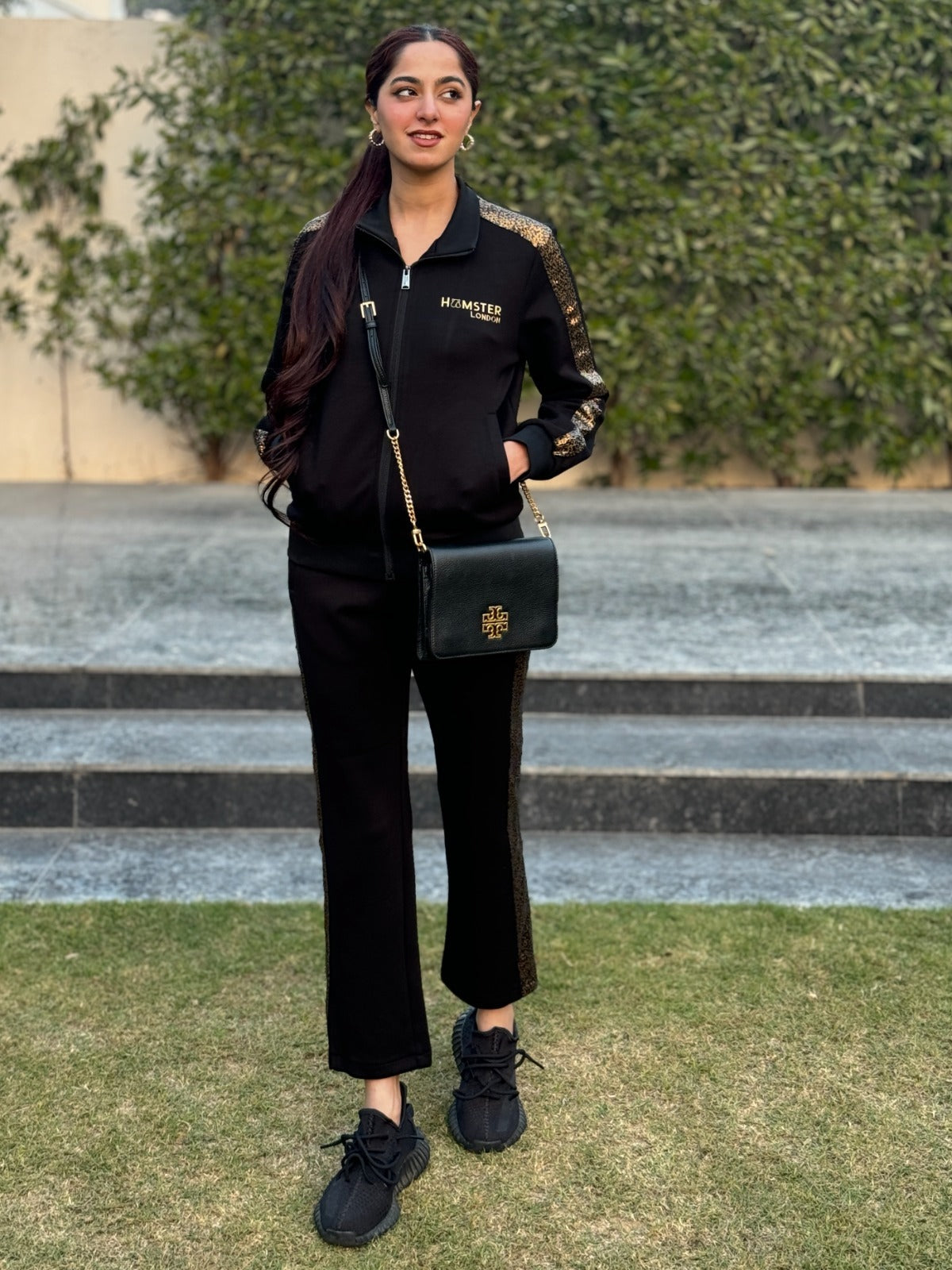 Hamster London Bling Zipper Jacket & Lowers Set Black