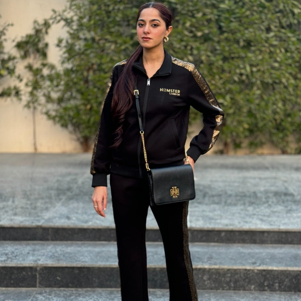 Hamster London Bling Zipper Jacket & Lowers Set Black