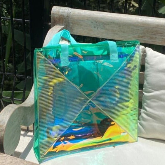 Hamster London Shiny Classic Tote Bag Aqua