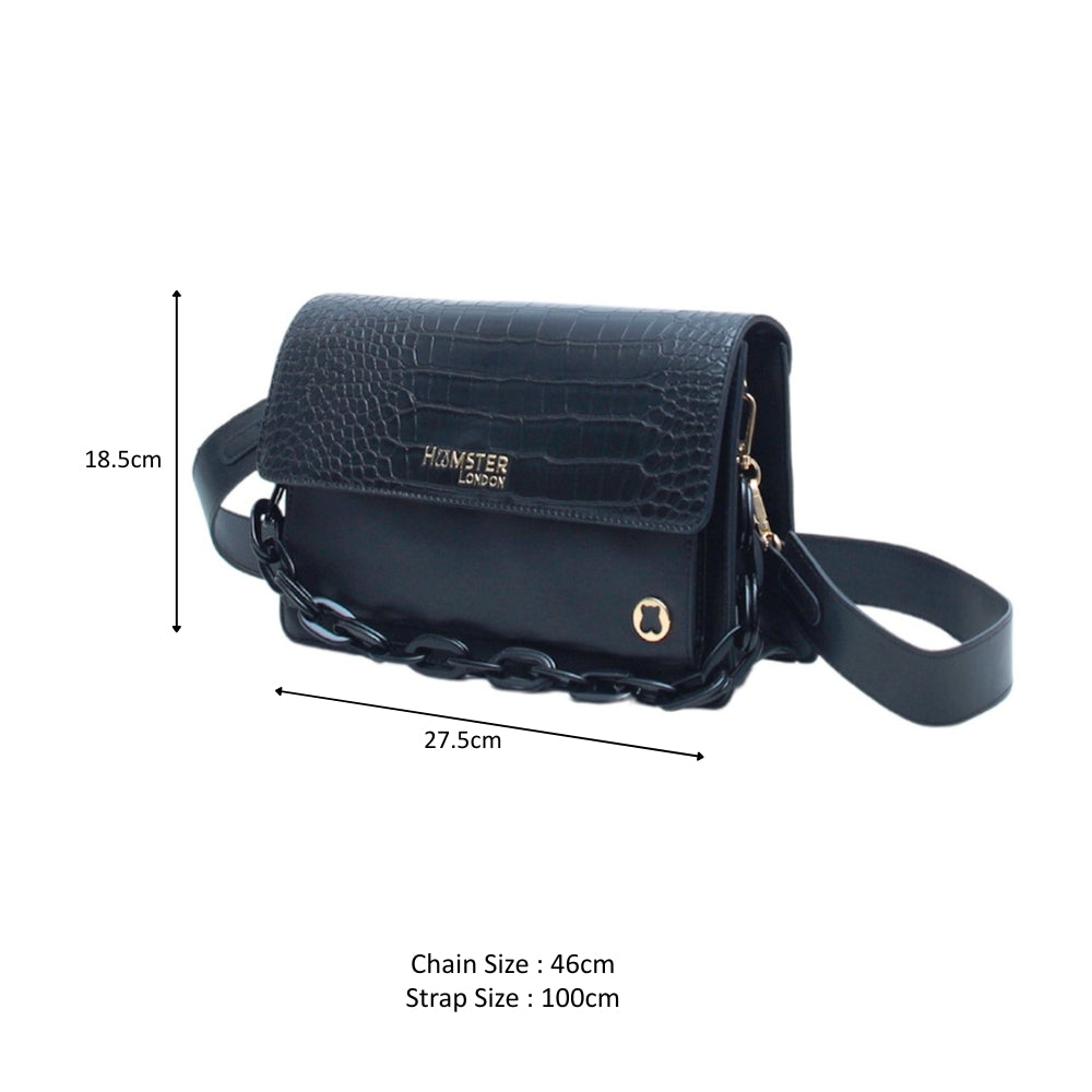 Hamster London Roma Flap Bag Black