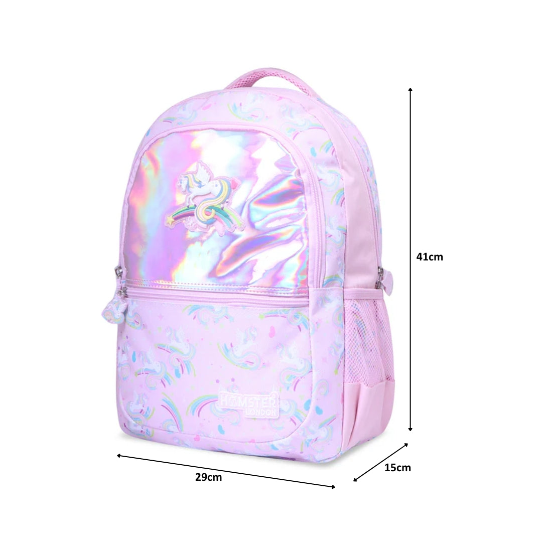 Hamster London School Bundle Perky Unicorn Backpack + Sling + Pouch + Sipper