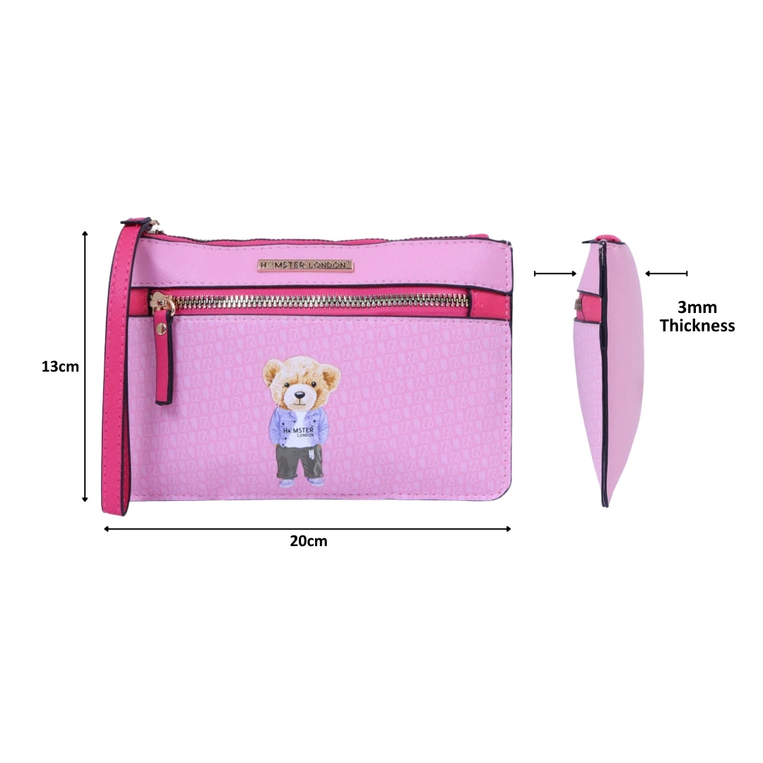 Hamster London Ted H Limited Edition Double Zip Pouch Light Pink