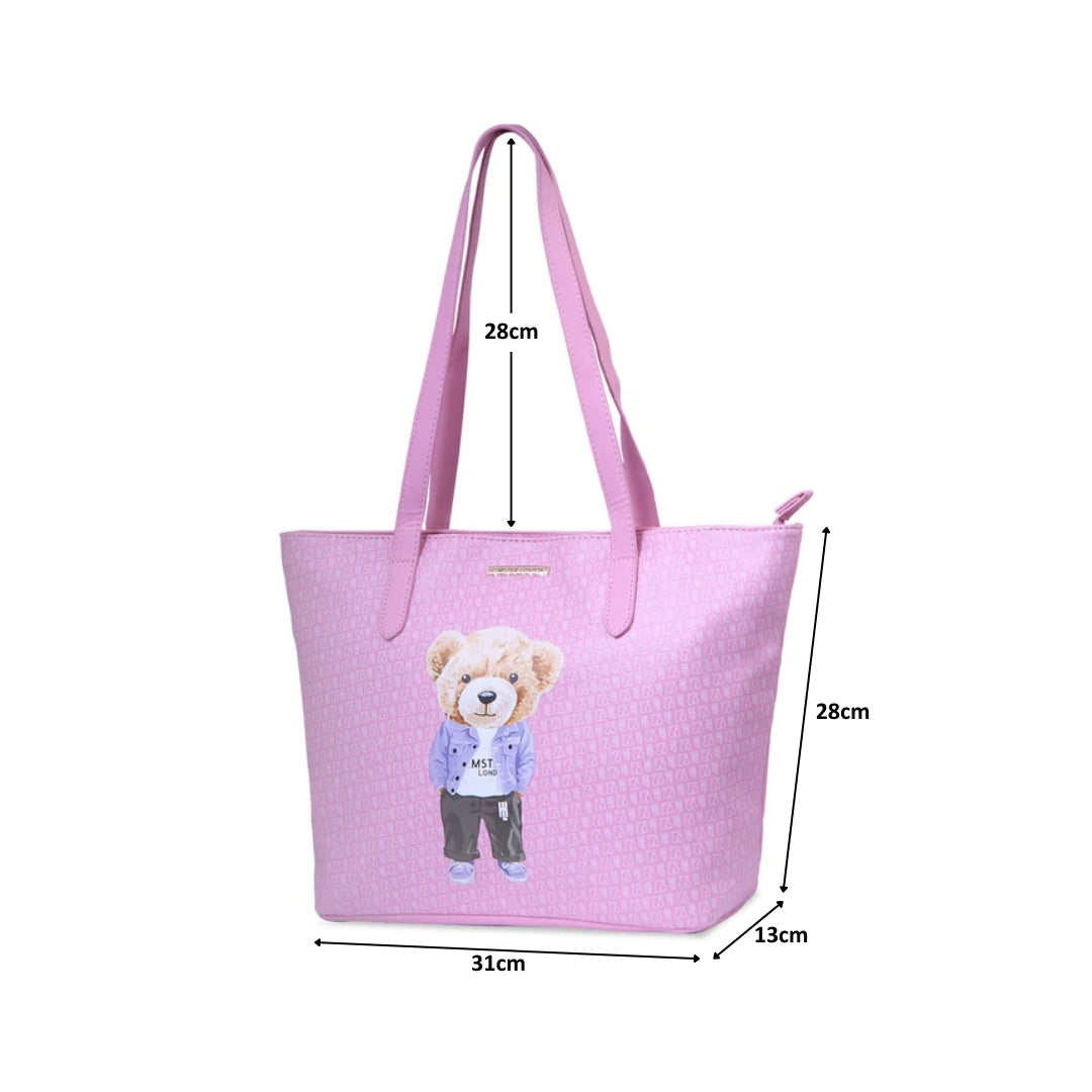 Hamster London Ted H Limited Edition Top Zip Tote Bag Light Pink