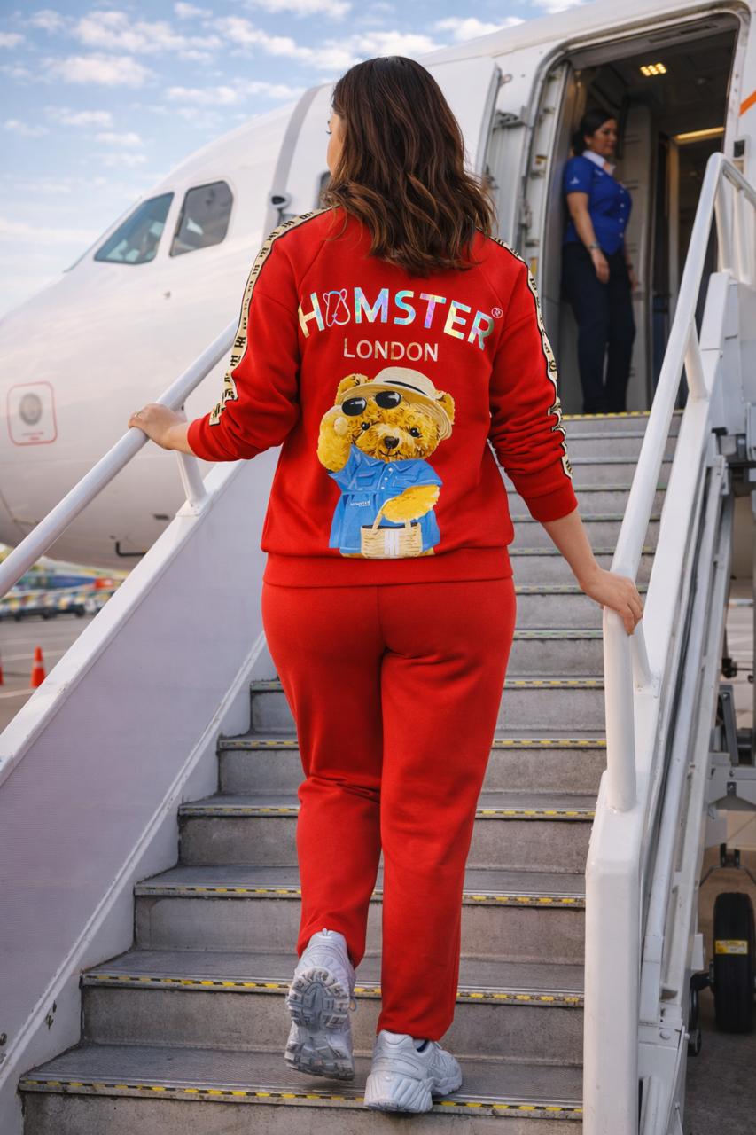 Hamster London Ted H Ted Zipper Jacket & Lower Cord Set Red