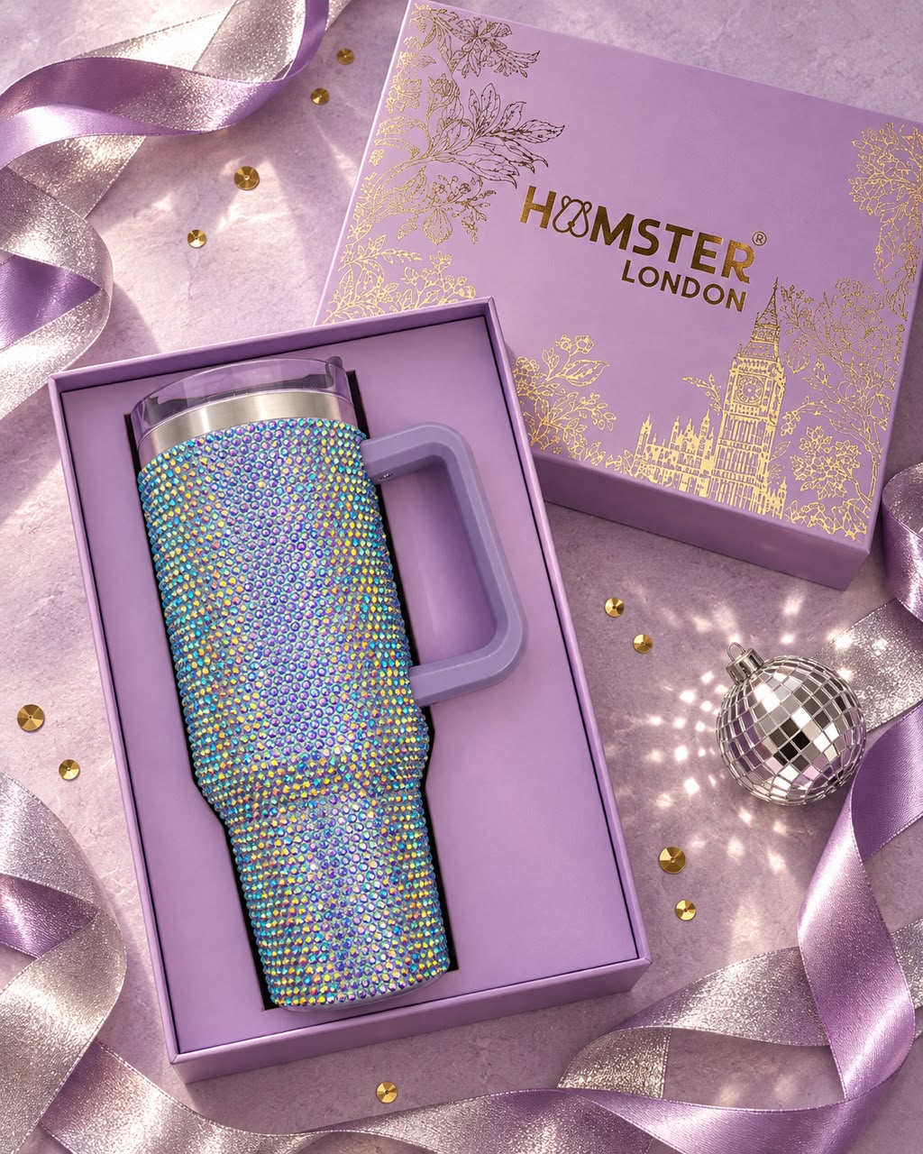 Hamster London Raver Duffle Bag White & Crystal Gem Tumbler Multi Set Of 2