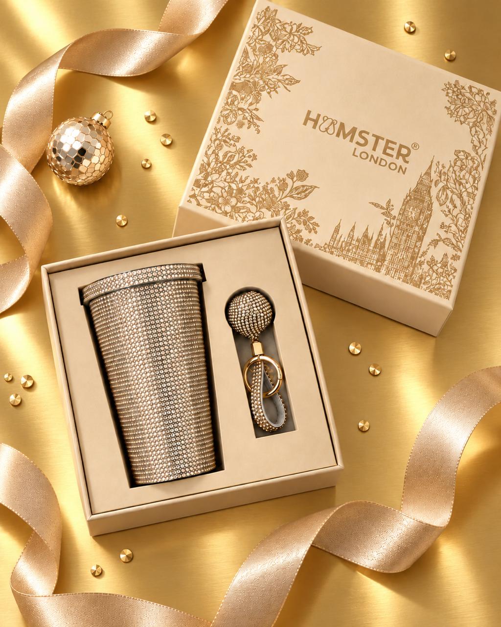 Hamster London Crystal Gem Sipper With Charm Gold