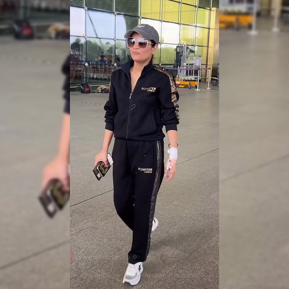 Hamster London Bling Zipper Jacket & Lowers Set Black