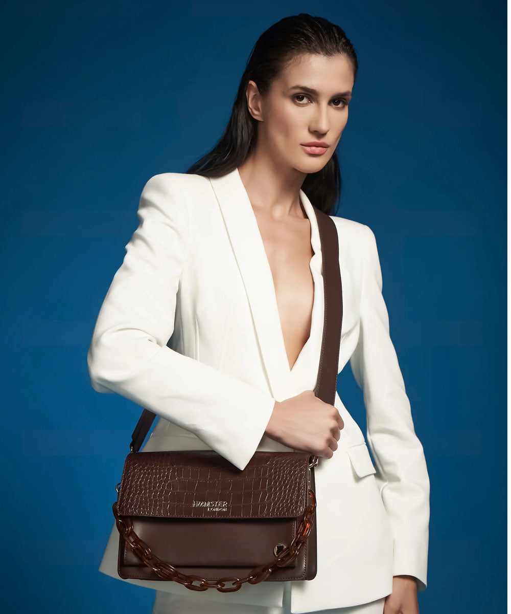Hamster London Roma Flap Bag Brown