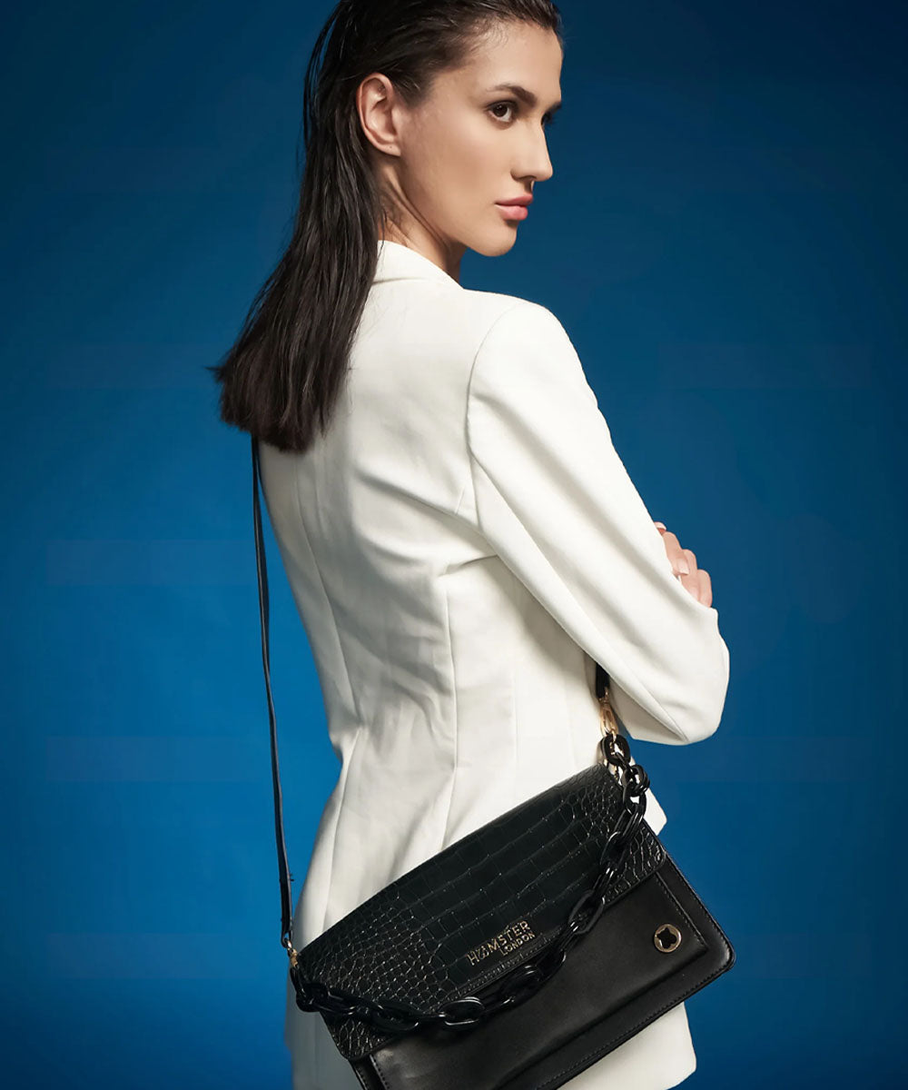 Hamster London Roma Flap Bag Black