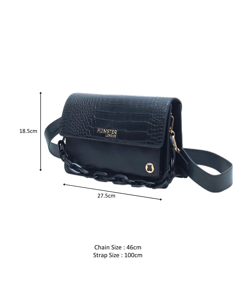 Hamster London Roma Flap Bag Black