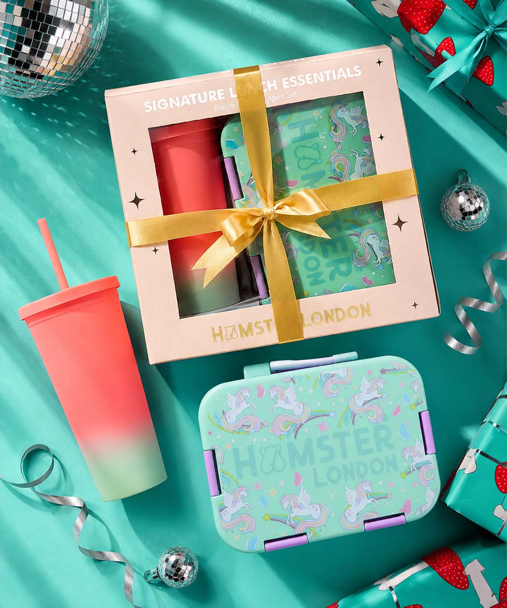 Hamster London Bento Box Twinkle Horn Unicorn and Sipper Set