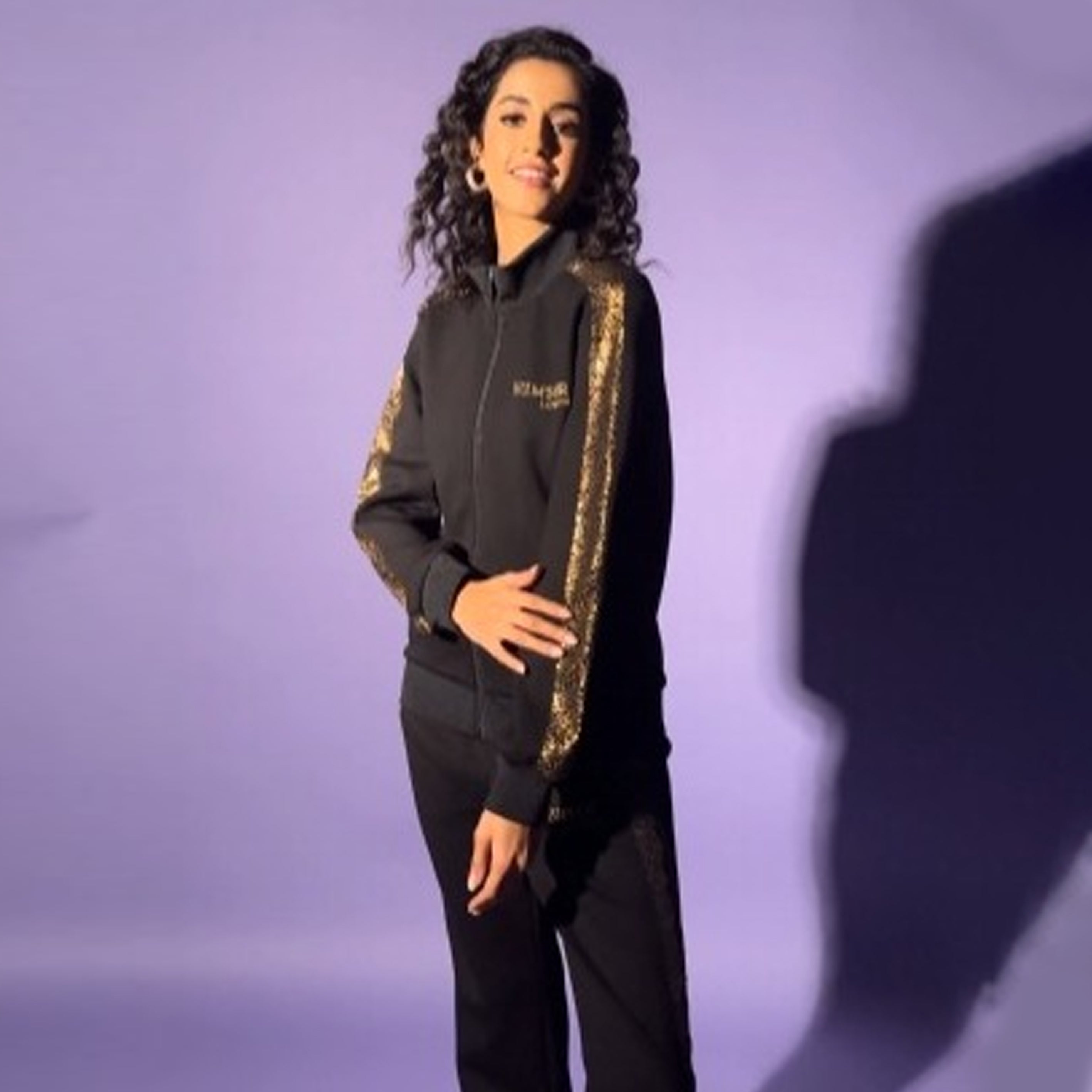 Hamster London Bling Zipper Jacket & Lowers Set Black