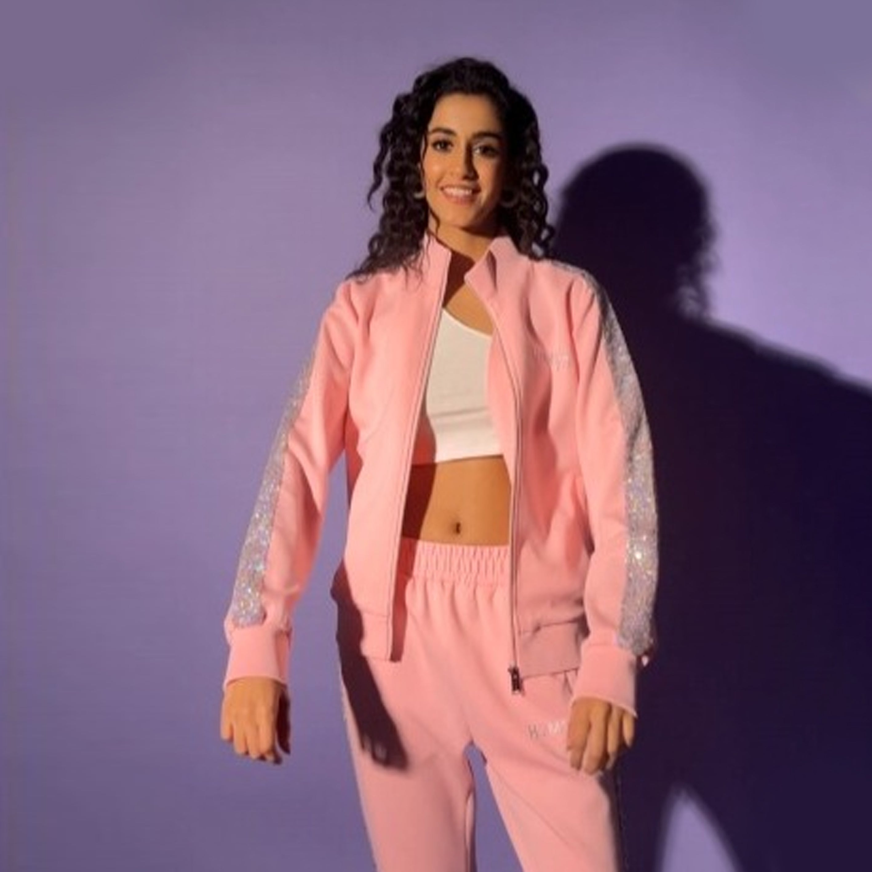Hamster London Bling Zipper Jacket & Lowers Set Pink