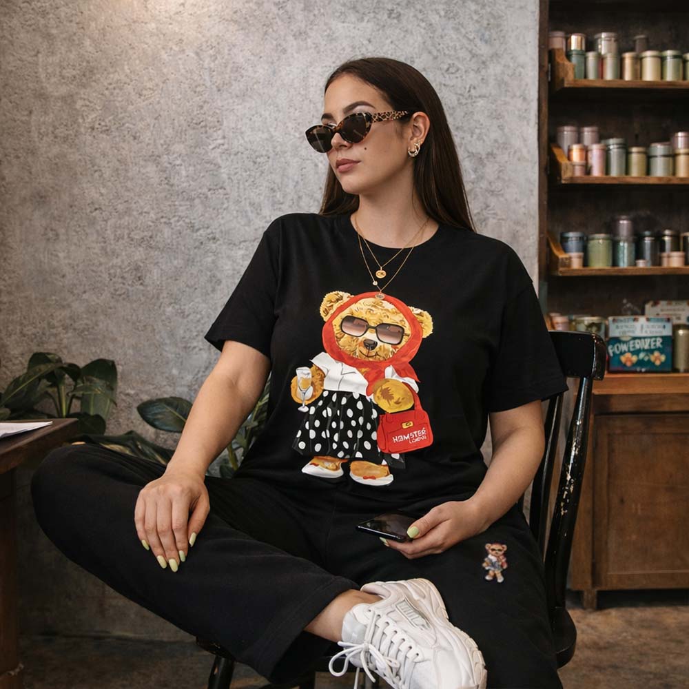 Hamster London Ted H Holiday T Shirt & Lower Cord Set Black