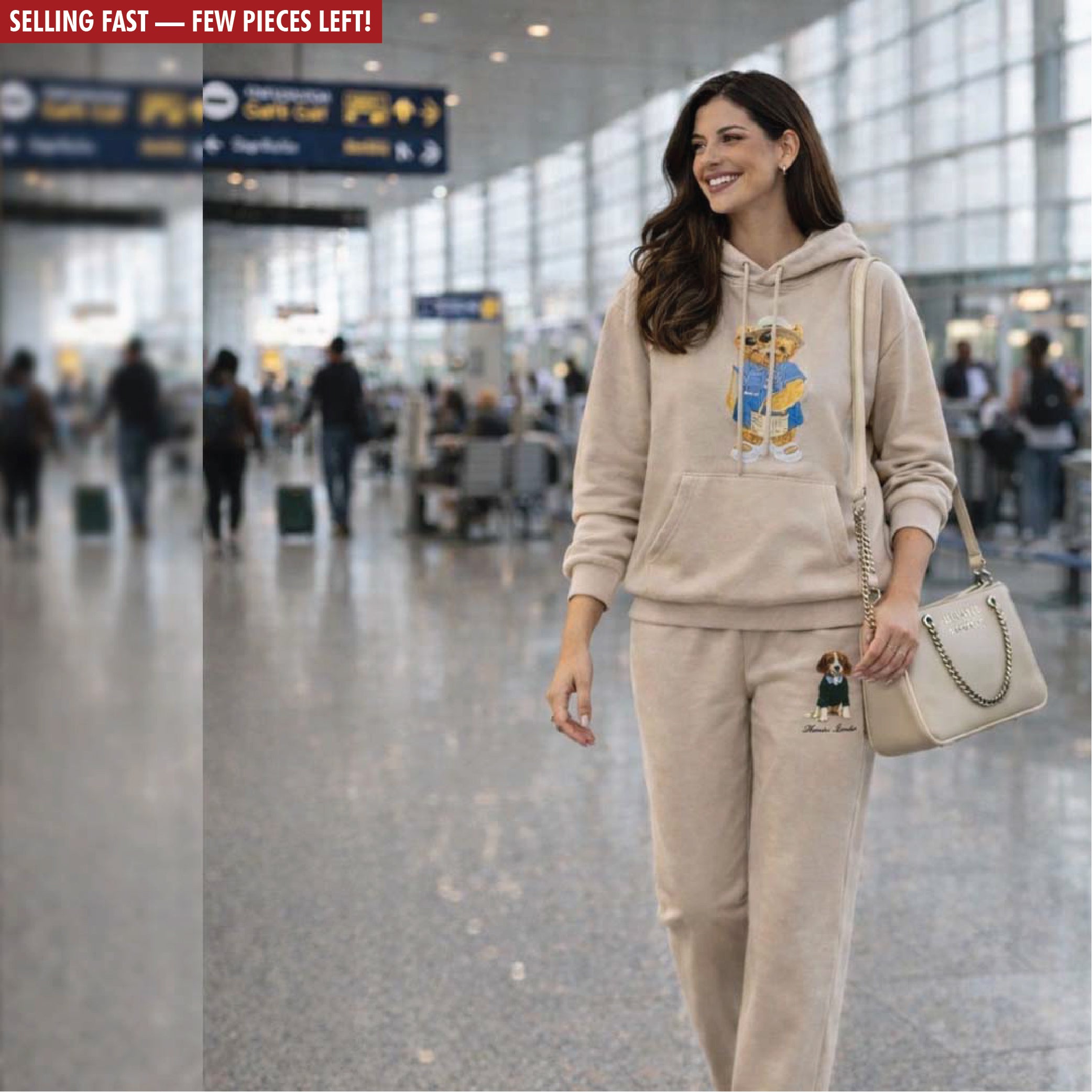 Hamster London Ted H Holiday Beige Hoodie & Lower Cord Set