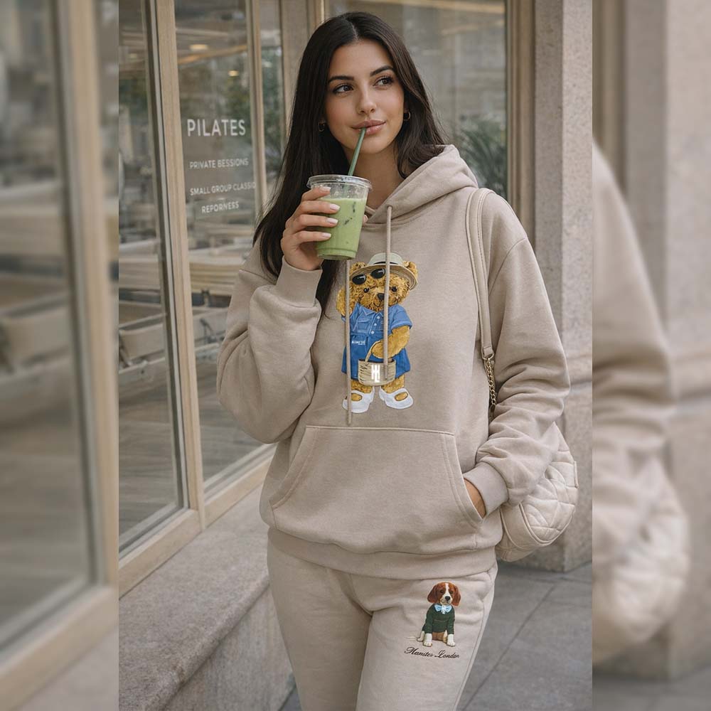 Hamster London Ted H Holiday Beige Hoodie & Lower Cord Set