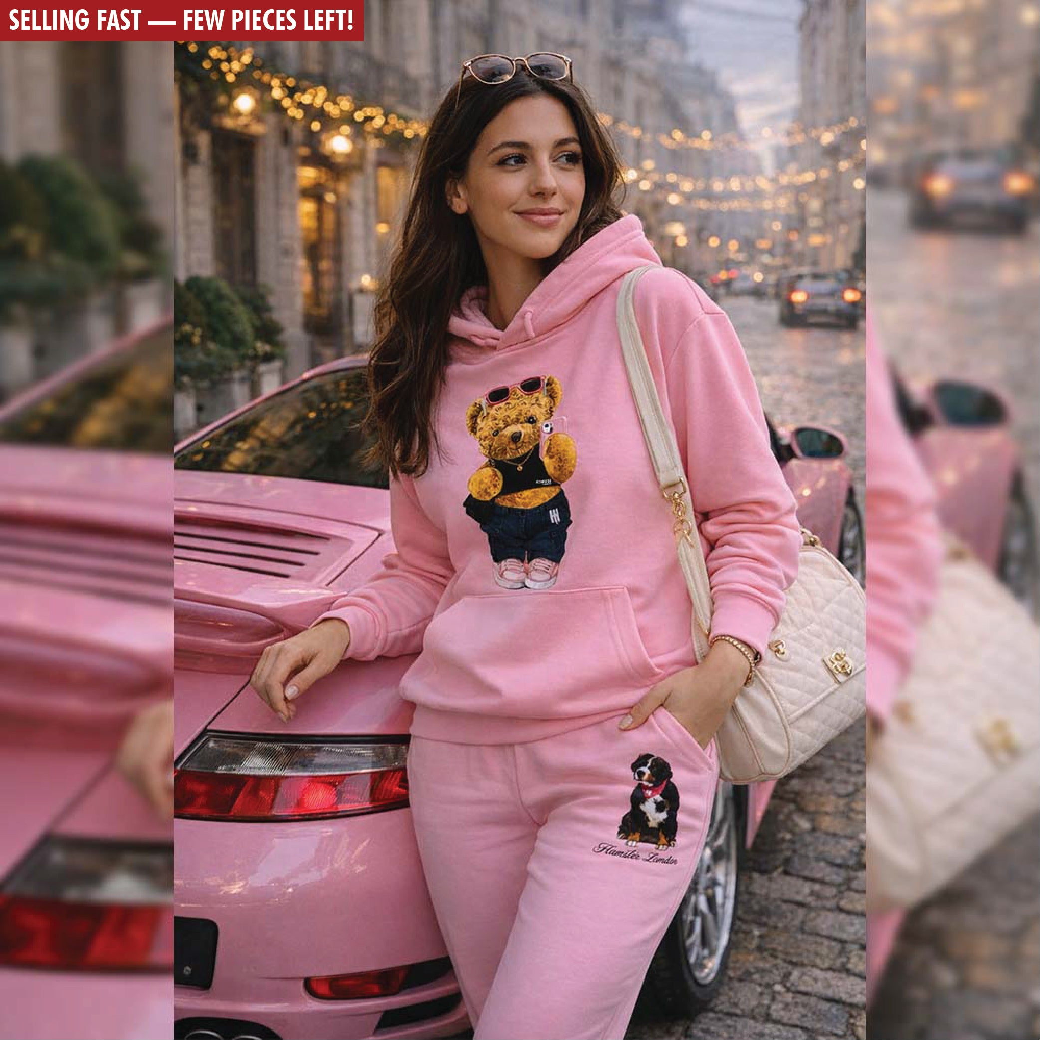 Hamster London Ted H Holiday Pink Hoodie