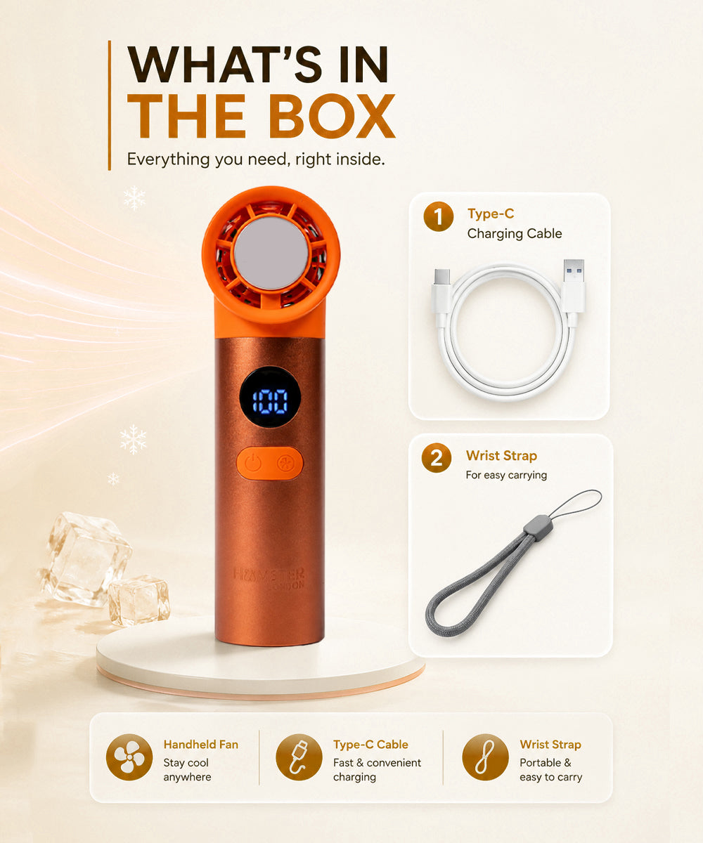 Hamster London Cold Compress Handheld Fan – Metallic Orange