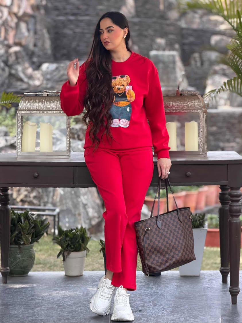 Hamster London Ted H Holiday Red Sweatshirt & Lower Cord Set