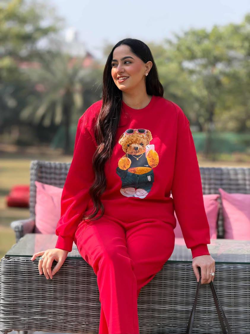 Hamster London Ted H Holiday Red Sweatshirt & Lower Cord Set