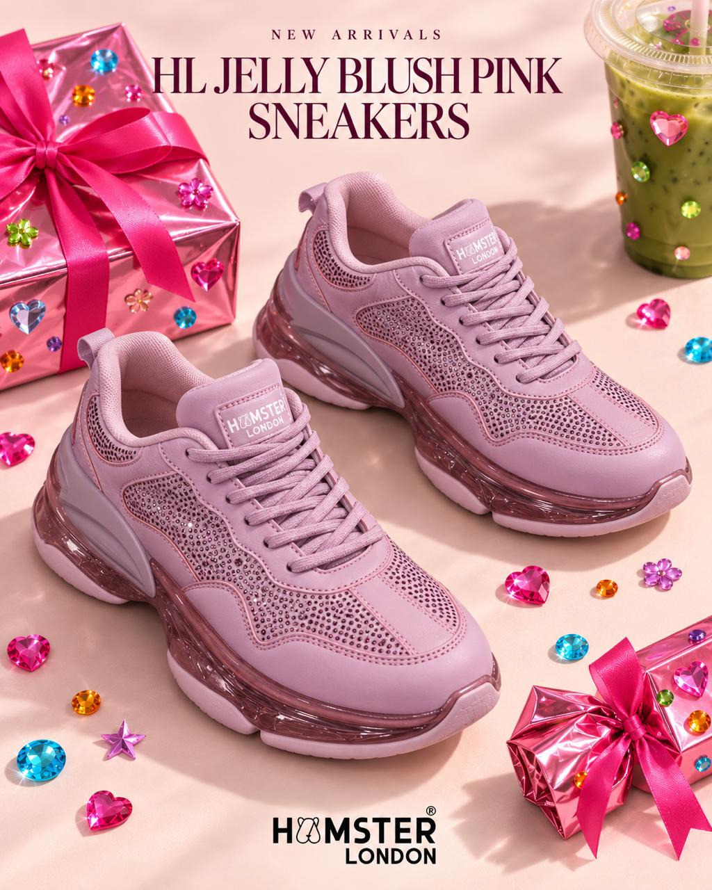 Hamster London Jelly Blush Pink Sneakers