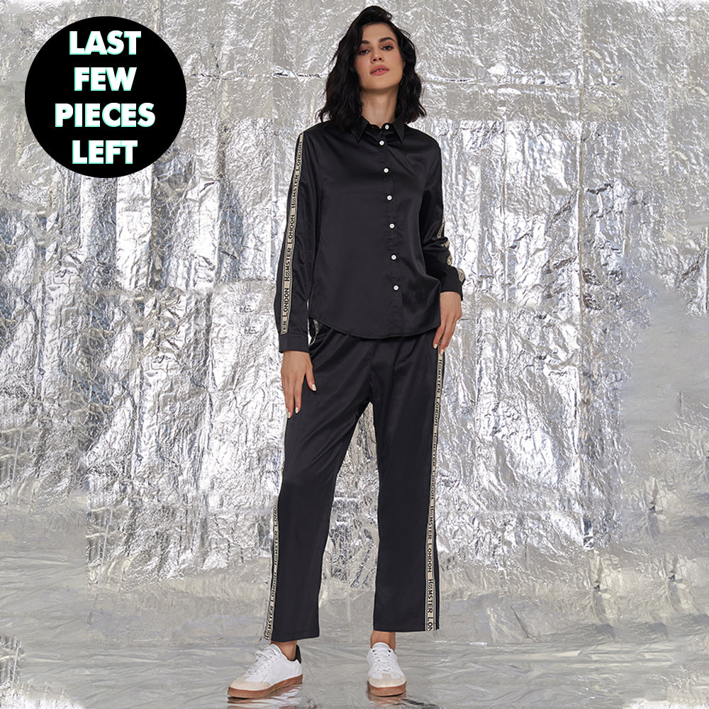 Hamster London Satin Love Co-ord Set Black